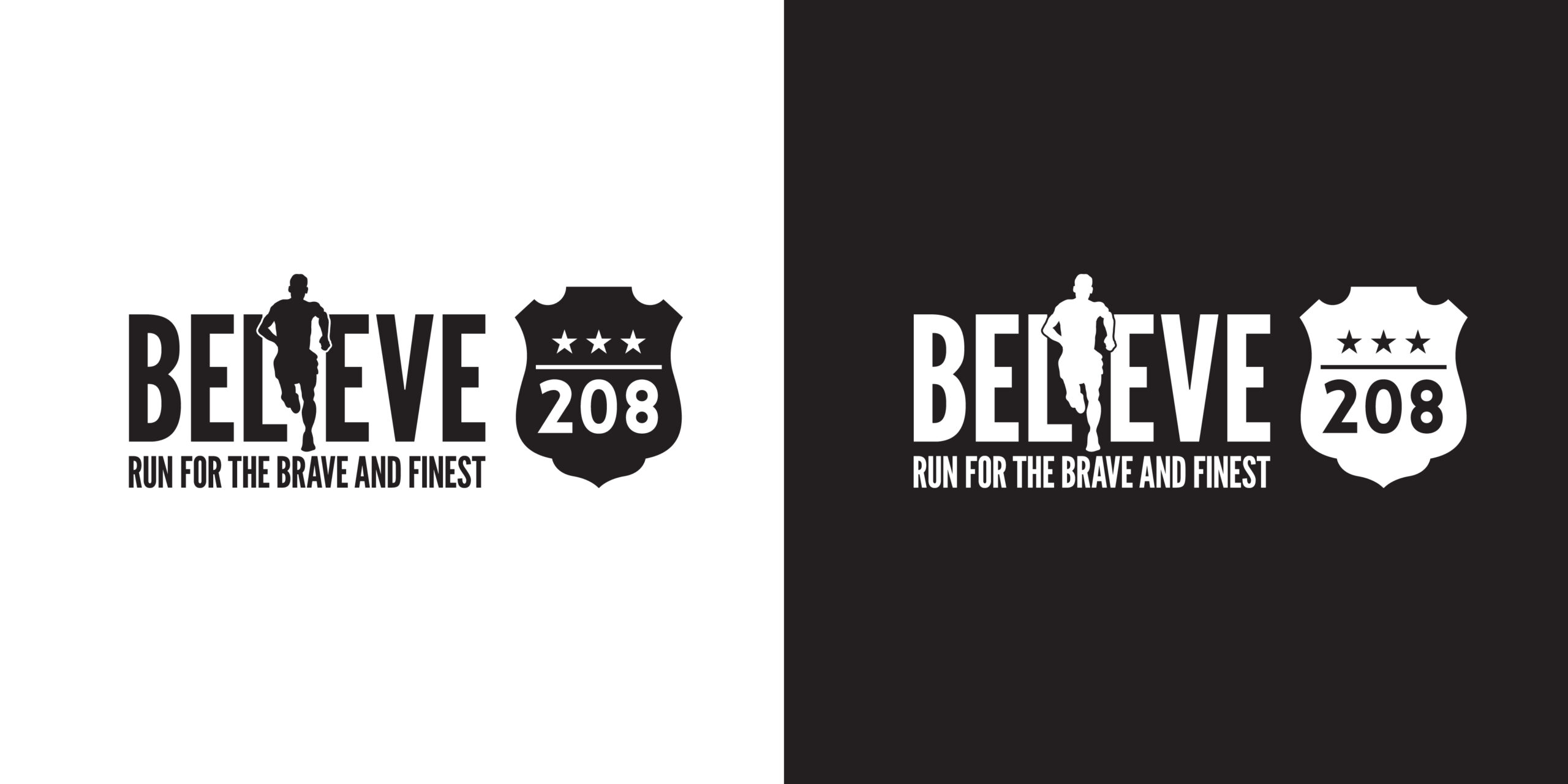 logos designs for Believe 208, charity 5K race