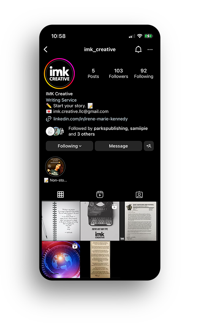 screenshot of the final imk creative logo design in action on social media